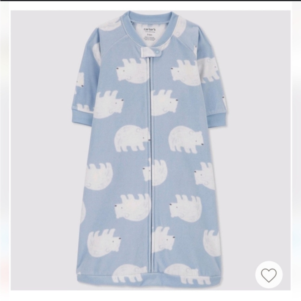 New with tags! Carter's Light Blue Polar Bear Sleep Sack size 3-6 m